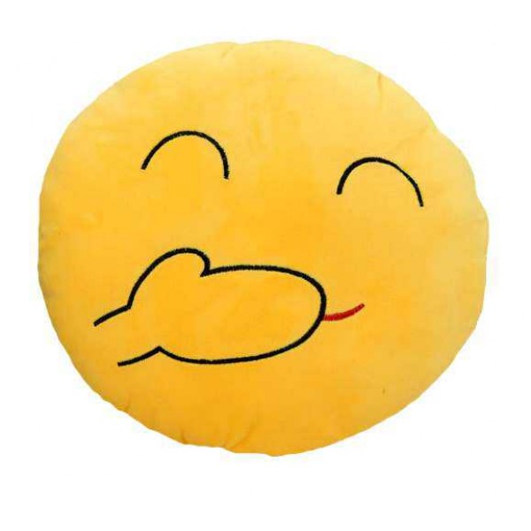 Soft Smiley Emoticon Yellow Round Cushion Pillow Stuffed Plush Toy Doll (Giggle)